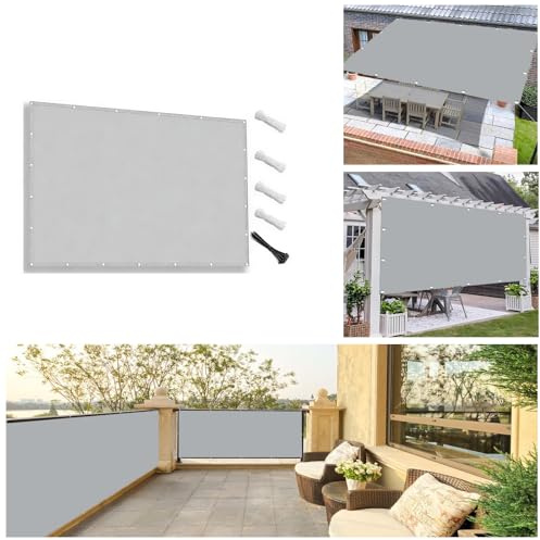 AUWUUA Toldo Parasol Rectangular 3.3x6M Impermeable Lona de Sombra Rectangular, Sin Perforaciones, para Barandilla Patio Aire Libre Piscina Jardín Terraza, Gris Claro