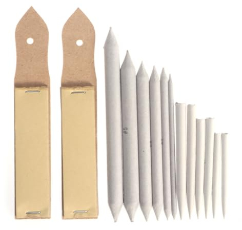 LIGHTAOTAO Set di 12 Pezzi Sfumini e Tortillons in Carta con 2 Temperamatite Carta Abrasiva per Disegno a Schizzi, per Principianti e Studenti di Sketch Drawing