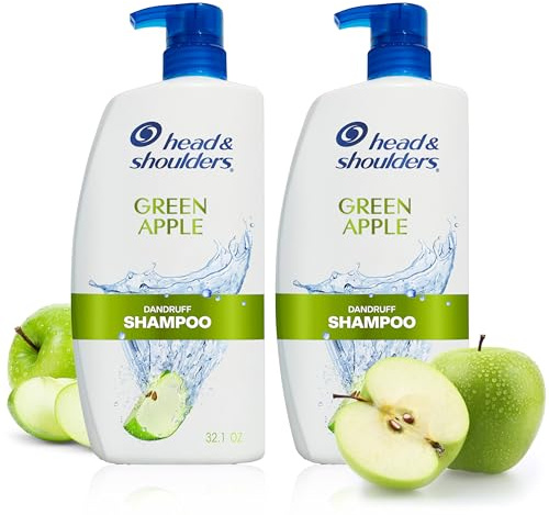 Head & Shoulders Anti-Dandruff Shampoo with 1% Pyrithione Zinc, Clinically Proven & Scalp Care Treatment, Fresh Green Apple Scent, 32.1 Fl Oz Each, 2 Pack