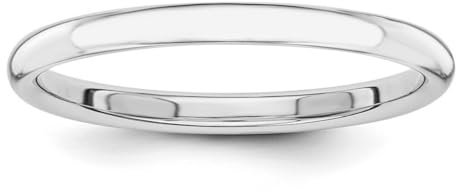 Bandring aus 14 Karat Weißgold, massiv, poliert, 2 mm, US-Größe 7, Schmuck für Damen, One Size, Metall Weißgold Goldfarben Metall: Weißgold, Kein Edelstein