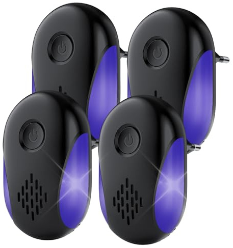 Répulsif Ultrason Souris et Rats 4 Pack,Puissant Ultrasonique Contre Les Nuisibles for Anti Mouse Rats Rongeurs Araignée and Other Pests Efectively