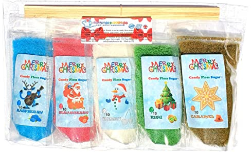 Christmas Candy Floss Sugar Exclusive Set of 5 Bags x 200g (7oz) + 10 Sticks