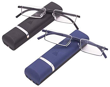 KoKoBin 2 stueck Lesebrille mit Ultraleichtem TR90 Rahmen Lesehilfe Halbbrille aus Metallrahmen mit Halbrahmen Sehehilfe mit Brillenetui für Damen und Herren +2.0