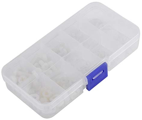 150 pièces vis en Nylon boulons écrous rondelles M2 M2 5 M3 M4 M5 Kit d'assortiment de fixations avec étui de rangement