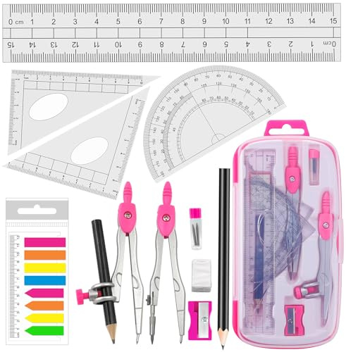 Akuoly Sets de Geometría Compases Matemáticas para estudiantes con transportador para Escuela