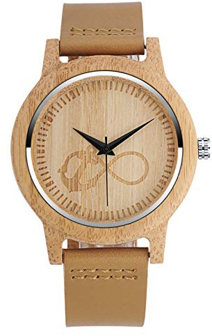 SUPBRO Herren Uhren Holzuhr Holz Armbanduhr Klassik Analoge Quarzwerk Uhren Unisex Unendlichkeit Leder Armband