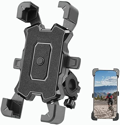 Bike Phone Holder, Adjustable Bicycle Motorcycle Phone Holder Mount - 360° Rotatable Anti-shake Super Compatible with iPhone 16/15/14/13 Series, Galaxy Series, 4.7- 6.8 Smartphones
