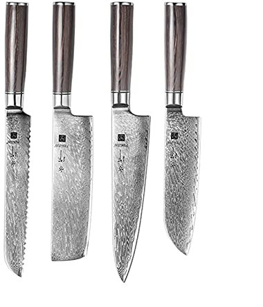 1-9PC Cuchillo de cocina Set Profesional Damasco Steería Cocinero Pan Paring Santoku Sharp Cook Cuchillo Cuchillo de cocina (Color : Black)
