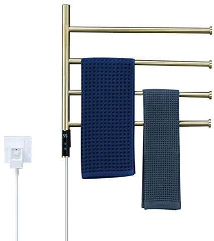 DENSUL Stendibiancheria, Bagno Parete Rack di Asciugatura Elettrica Rastrelliere E Asciugatura, 304 Acciaio Inossidabile Palo, 45-70 ° C Temperatura Regolabile,d'oro