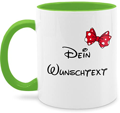 Tasse Tassen 325ml - Aufdruck selbst gestalten - Wunschtext mit Schleife I - 325 ml - Hellgrün - girlfriend mugs custom mug personalisierte freundin glühweintassen text paartassen personalisierter
