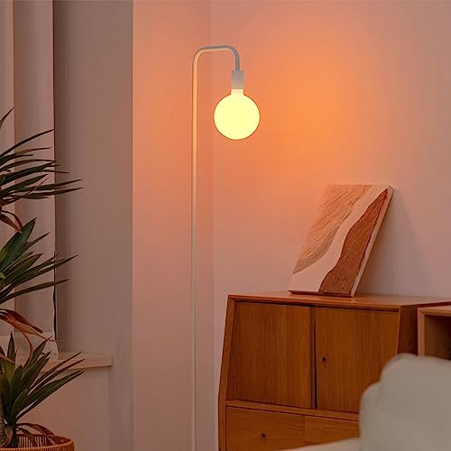ONEWISH Floor Lamp for Living Room - Minimalist Standing Lamp with Modern LED Bulb, White Frosted Globe Glass 6, 1800K Warm Ambiant Lighting Decorative Tall Lamp for Bedroom Dorm