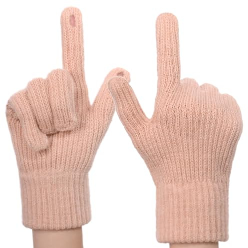 QICEDER Winterhandschuhe Touchscreen Handschuhe Strick Fingerhandschuhe Sport Warm und Winddicht Winterhandschuhe für Skifahren Radfahren Geeinget für Damen und Herren