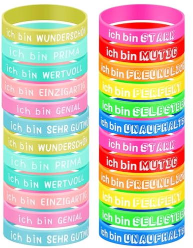 Otuuz 24 Stück Motivationsarmbänder Inspirierende Silikon Armbänder mit Positiven Sprüchen Motivierende Gummiarmbänder Party Mitgebsel für Damen Herren Teenager Lehrer Familie Büro, 12 Stile