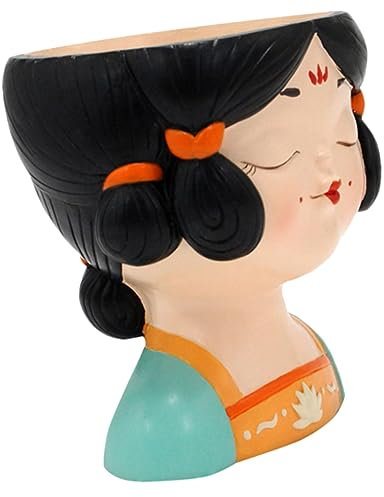 POPETPOP Blumentopf Mit Cartoon-mädchen- Sukkulenten-blumentopf Pflanztopf Aus Kunstharz Für Drinnen Und Draußen Für Balkon Esstisch Schreibtisch Zimmer
