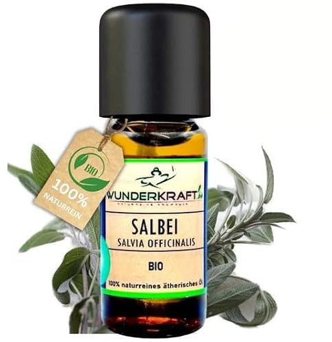 [PUR & REIN] BIO Salbeiöl - 100% naturreines ätherisches bio Öl von WUNDERKRAFT.BIO, Aromatherapie & Diffuser geeignet, 10ml pure Natur