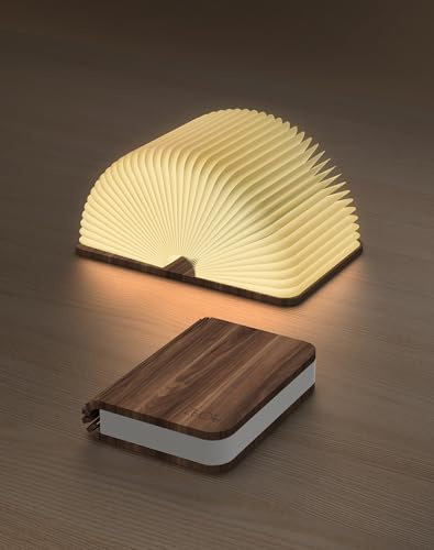 ZBOLE 4.7 Inch Wooden Book Lamp, Book Lovers Gifts,Teacher Appreciation Gifts for Women, Folding Book Light, LED Ambient Lighting, Magnetic Mood Lighting for Home&Library Decor (Walnut)