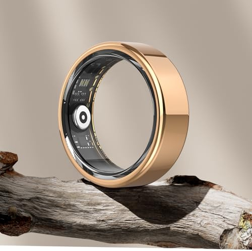 DEKELIFE 2024 Neu Smart Ring Herren Damen, Fitness Ring Tracker Gesundheitsring mit Herzfrequenz, SpO2, Schlaftracker, 100+ Sportmodi IP68 Wasserdicht Smartringe für Android und iOS, Size 9, Gold