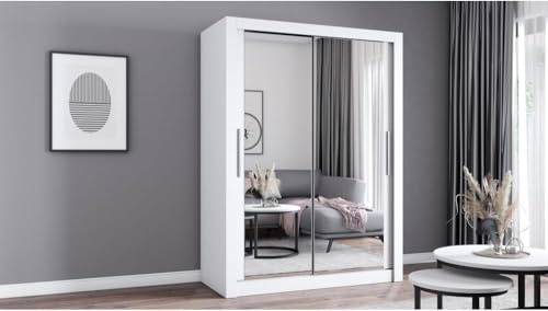 Fabryka Mebli Idźczak Kleiderschrank mit Spiegel - Schwebetürenschrank - Schlafzimmerschrank - 64 x 150 x 215 cm - Wohnzimmerschrank - Garderobenschrank, Schrank mit Zwei Türen, modern - Imoebel24