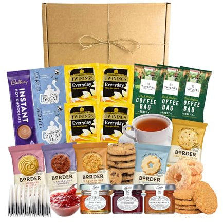 Luxury Afternoon Tea and Biscuits Hamper | Featuring Borders Biscuits,Teabags, Jams and Marmalade, Hot Chocolate, and Coffee Bags | Perfect for Women and Men!