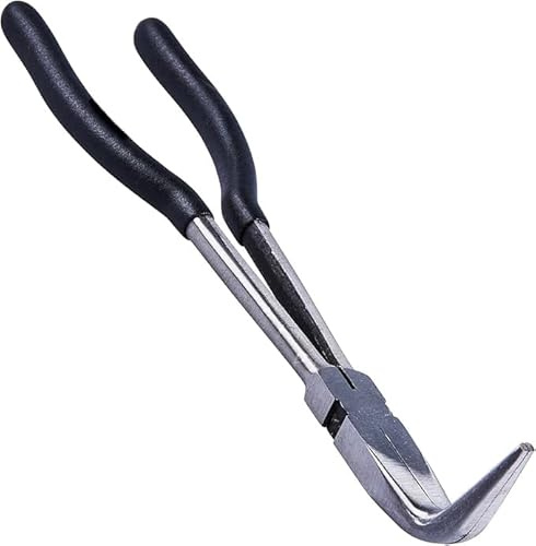 Curved Nose and Straight Nose Pliers, 90 Degree Angled, for Mechanics, Garage, DIY Tools