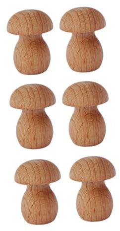 Lurrose 6stücke Mini-holzpilz Aus Unbehandeltem Holz Simulationspilze Für Garten Und Terrassendekoration Pilz-schmuck Für Rasen Und Micro-ornamente Zum Bemalen Und Basteln Geeignet