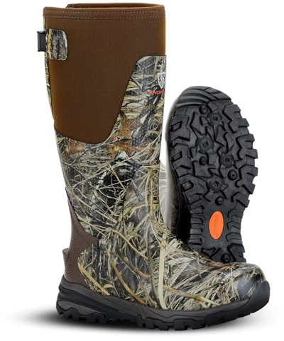 Showave Men's Arctic Pro Rubber Hunting Boots with Steel Shank Insulated Rain Boot Waterproof Neoprene Mud Boot Outdoor Snow Working Boots Cold Weather,Size 13,Camo