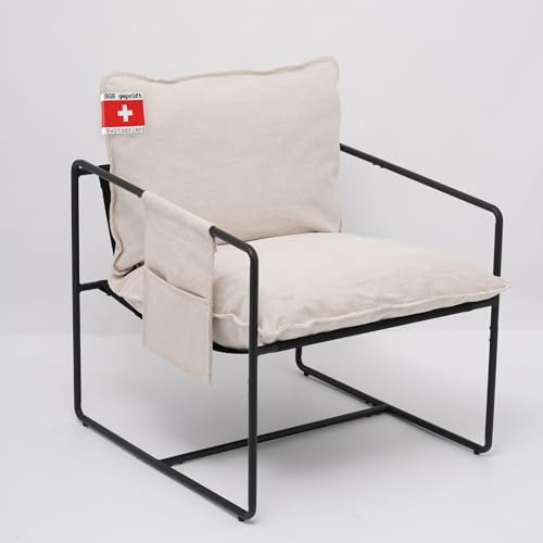 Albatros Designer Vintage fåtölj Breston, högkvalitativt tygöverdrag i beige, relaxfåtölj, loungefåtölj för vardagsrum, sovrum eller som TV-fåtölj