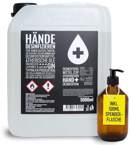 HEIMAT Hand Desinfektionsmittel 5 Liter Kanister - sanfte Reinigung, WHO-Zertifizierung, mit ätherischen Öle wie Lavendel, Wacholder, Thymian