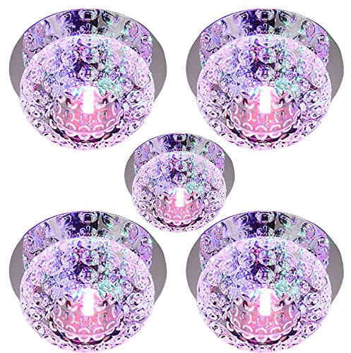 Juego De 5 Focos De Cristal, Luz Descendente Led Redonda De 3 W/5 W Con Borde Deflector, Luz Descendente Antideslumbrante Para Iluminación De Porche Y Cocina, Luz Descendente De CrColor Light-3W