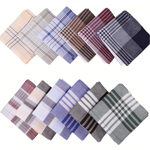 MUNSKT Herren Taschentücher 100% Baumwolle Handkerchief mit Karomuster Stofftaschentücher Herren Klassisches Herren Taschentücher