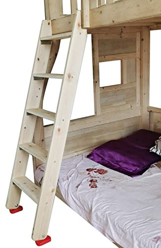 Scaletta per Letto in Legno per Bambini Anziani, Scaletta per Letto a Castello Doppia con Ganci, Scaletta per Letto a Soppalco Resistente per Casa/Camera da Letto/Stanza dei Bambini/Letto a Castello