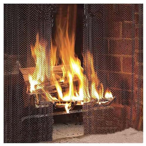 TUPOSTAR Pare-éTincelles, Lot De 2 Pare-éTincelles pour CheminéE, Rideaux De Remplacement à Suspendre, ChaîNe Pare-éTincelles avec 2 Tirettes, pour CheminéE Domestique,A,24 * 22in