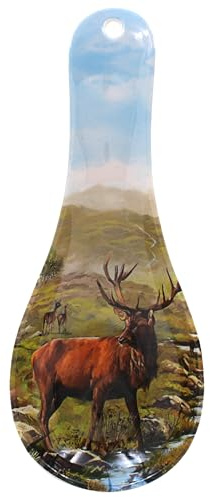 The Leonardo Collection Macneil Studios Support à ustensiles de cuisine en porcelaine avec illustration de cerf Motif animal sauvage rustique Style ferme Accessoire de cuisine élégant