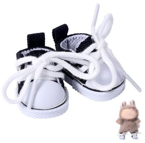 Mikovivi Chaussures Poupée, Mini Chaussures Noires en Toile Accessoires de Remplacement pour Tenues pour Poupées de 15 et 17 cm