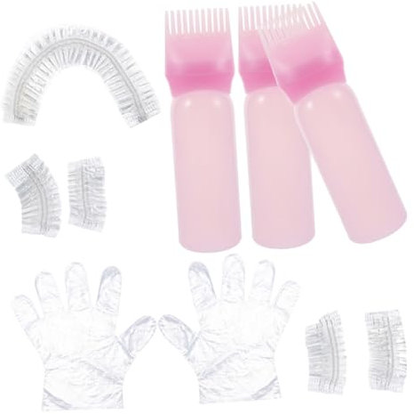 OATIPHO Kit De Teñido De Cabello Botella Aplicadora y Guantes Desechables, Tamaño Compacto, Portátil, Para Uso Doméstico y Profesional, Set Completo Para Salón De Belleza, Color Rosa