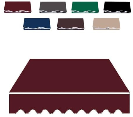 MACAGGTNTU 11.5x10ft Retractable Sun Shade Awning Cover Replacement Patio Awning Replacement Fabric Outdoor Sunshade Shelter Canvas, Blue Black Khaki(Burgundy,2.5x2m/8x6.5ft)