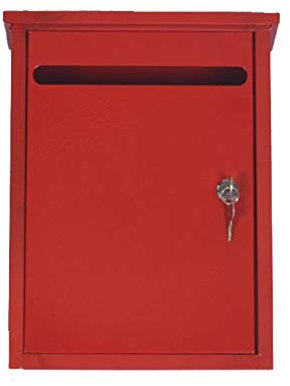 Post Box, Lockable Iron Art Durable Red Mailbox Large Capacity American Elegance Security Letterboxes with 2 Keys for Outside Wall, Wedding