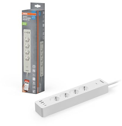 OSRAM SMART+Wifi Multiprise intelligente WiFi 4 voies EU-EU avec ports USB | SMART+ WIFI Multipower Socket, Plugs, Blanc, , pack de 1