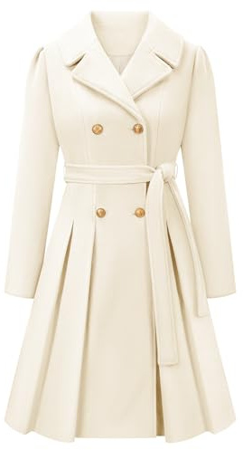 RITOSTA Manteau Laine Femme Hiver Chic Longue Manteaux À Revers Chaud Trench-Coat Double Boutonnage Veste Polaire Élégant Blazer Jacket avec Poches