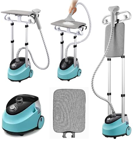 Defroisseur Vertical, 2000W Steamer Defroisseur 36g/min 11 Modes Vapeur Grand Réservoir d'Eau de 2L et Double Tige Rétractable Défroisseurs Vapeur Verticaux pour Chemise Vêtements