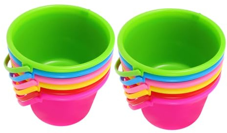 Supvox 12 Stück Strandeimer Für Kinder Bunte Kleiner Sandeimer Aus Kindersicherem Kunststoff Multifunktionales Strandspielzeug Für Garten Strand Und Outdoor Spiel