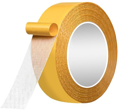 Cinta Doble Cara Extrafuerte de 10 m, 25 mm Ancho, Herramienta Instalación para Bricolaje, Extraíble y Sin Residuos, Cinta Doble Cara Ropa Adecuada para Pisos de Bodas, Ferias Comerciales y Eventos