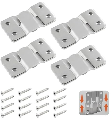 Koprek 4 Pairs Flush Mount Brackets, Headboard Wall Fixings Brackets, Flush Concealed Mount Brackets, Mirror Hanging Kits, Suitable for Pictures Mirrors Frames, Connect Headboards and Other Furniture