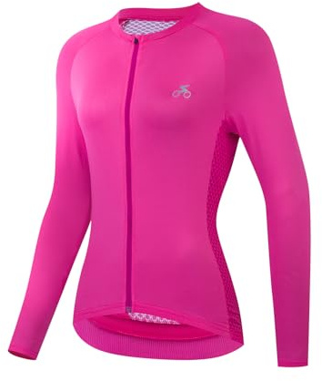 spocyclife Radtrikot Damen Kurzarm/Langarm, Fahrradtrikot Atmungsaktiv Rennrad Trikot Schnell Trocknen Fahrrad Shirt mit 3 Taschen für Frauen Outdoor Sport