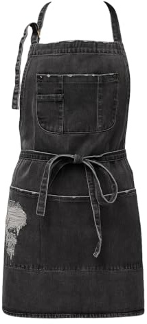 Jowcud Küchenschürze mit Tasche, Verstellbare Arbeitsschürze im Vintage-Look für Frauen und Männer, Ideal für Kochen, Gartenarbeit, Friseur und Café