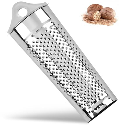 HMCEY Rape Noix de Muscade 4.5 X 13.7 CM,Râpe Épices en Acier Inoxydable Avec Récipient Intégré,Râpes Légumes Cuisine Réutilisable,Outil Cuisine Multifonction pour Zeste de Citron, Curcuma, Chocolat