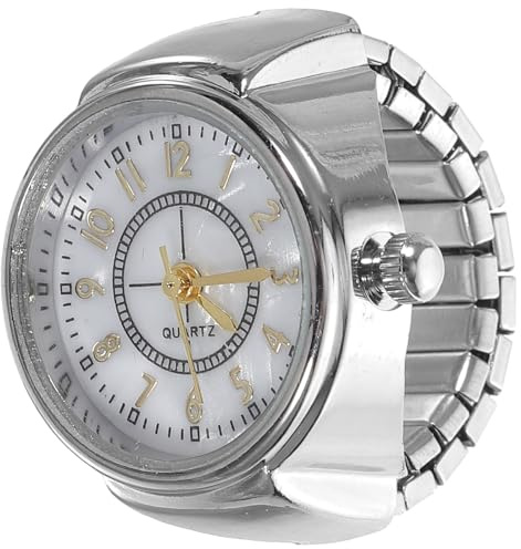 NIYANGLE Mini Reloj de Anillo Digital Anillo Elástico Plateado Reloj de Dedo de Cuarzo para Hombre y Mujer Diseño Compacto y Moderno para Uso Diario Funcional y Elegante