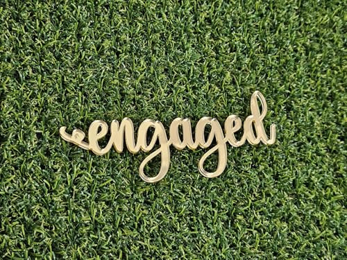 Engagement Cake Topper – Elegant Acrylic “Engaged” Script Cake Decoration for Engagement Party, Proposal Celebration (Gold Mirror Acryl)