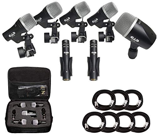 CAD Audio Stage7 Premium 7-Piece Drum Instrument Mic Pack With Vinyl Carrying Case & 7 - 25' XLR Cables