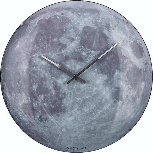 NeXtime Wanduhr MOON DOME, lautlos, Mond, leuchtend im Dunkeln ø 35 cm, 35 x 35 x 5 cm